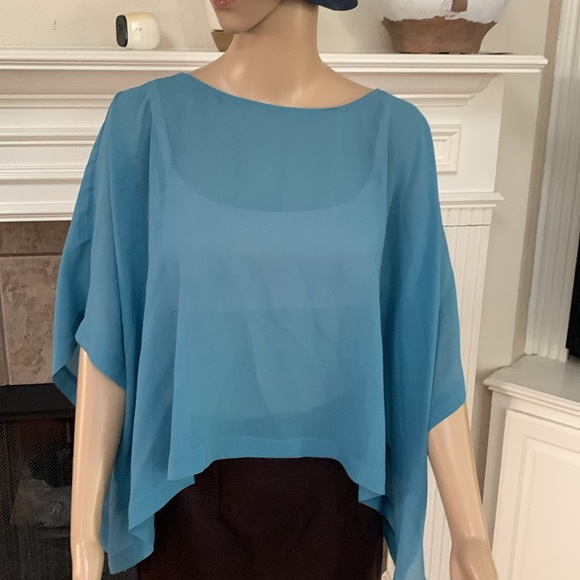 - NWT Eileen Fisher RIVER Sheer Silk Georgette Bateau Neck Top - Picture 3 of 10